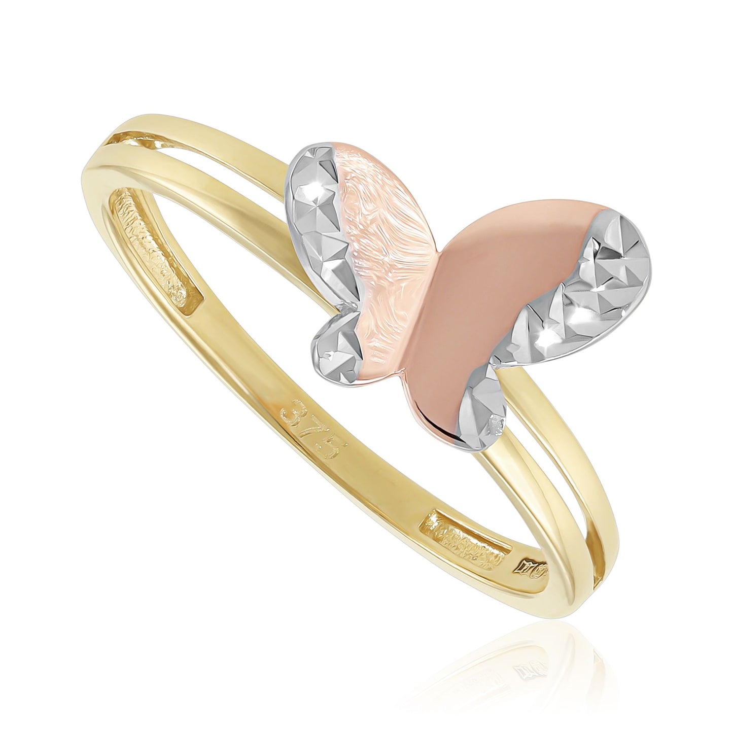 multicolour butterfly gold ring
