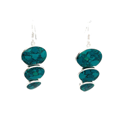 925 Sterling Silver  Abalone Shell Abstract Drop Earrings White