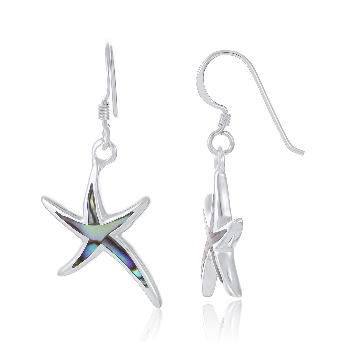 925 Sterling Silver  Multicolour Starfish Drop Earrings
