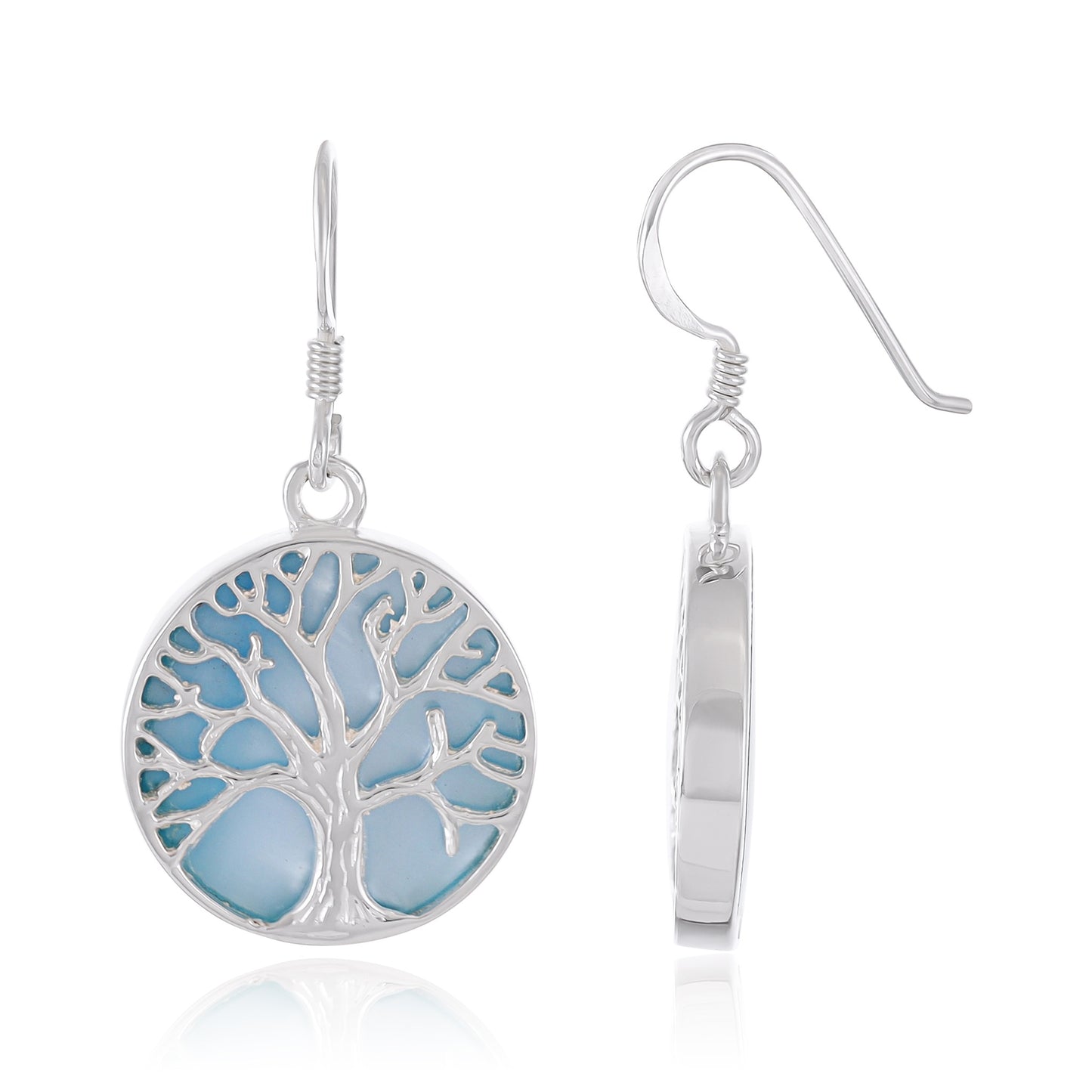 Sterling Silver Abalone Shell Tree Of Life Earrings SER4031