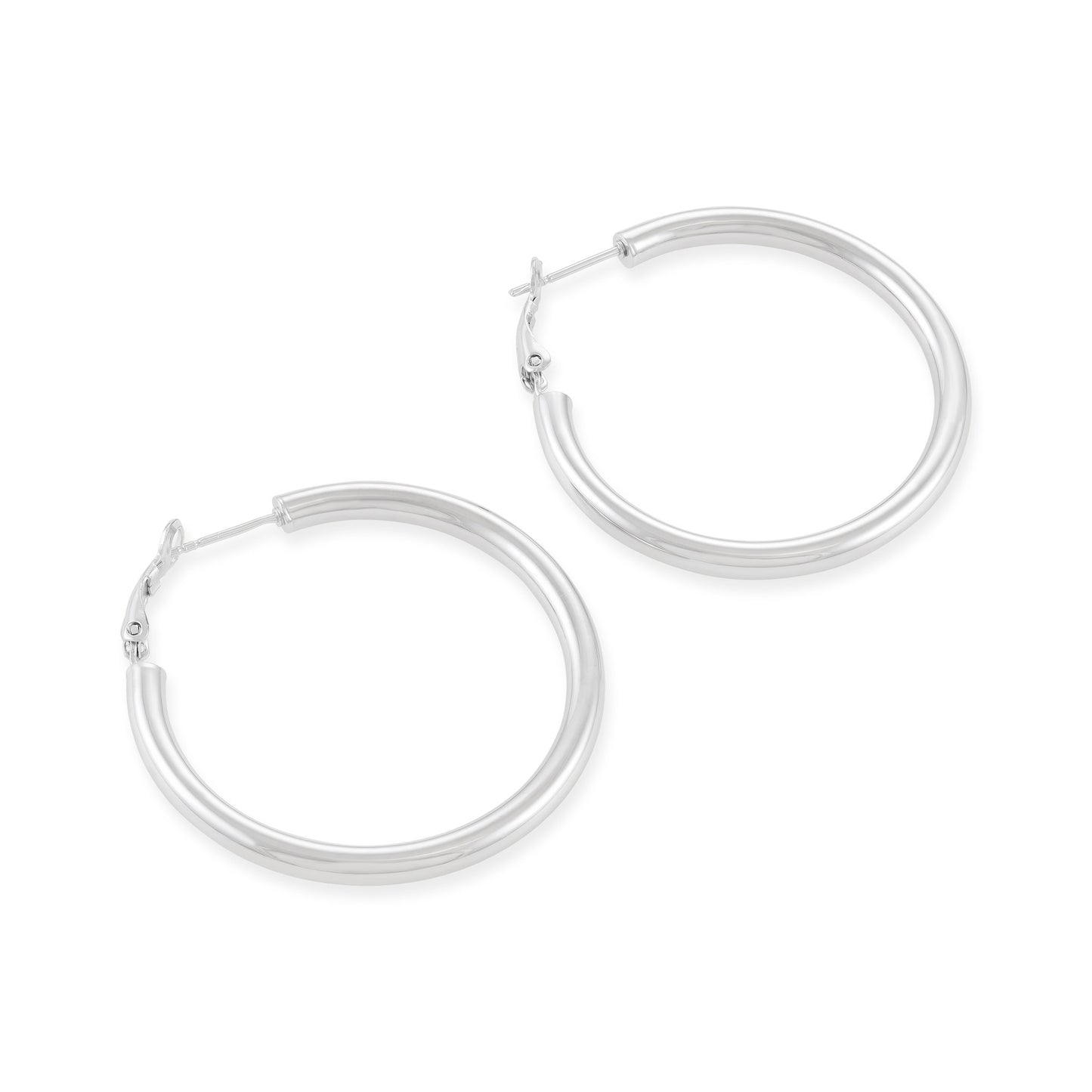 Sterling Silver Plain Hoop Earrings SER60010