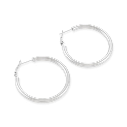 Sterling Silver Plain Hoop Earrings SER60010