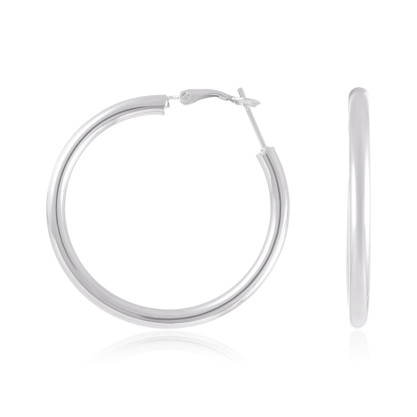 Sterling Silver Plain Hoop Earrings SER60010