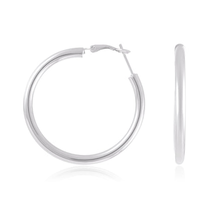 Sterling Silver Plain Hoop Earrings SER60010