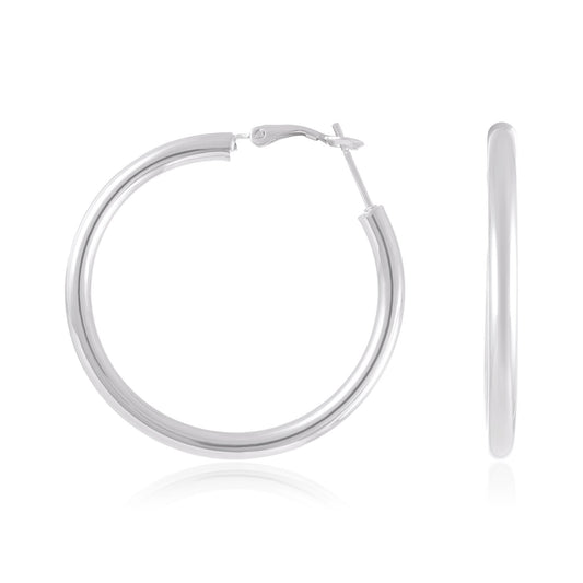 Sterling Silver Plain Hoop Earrings SER60010