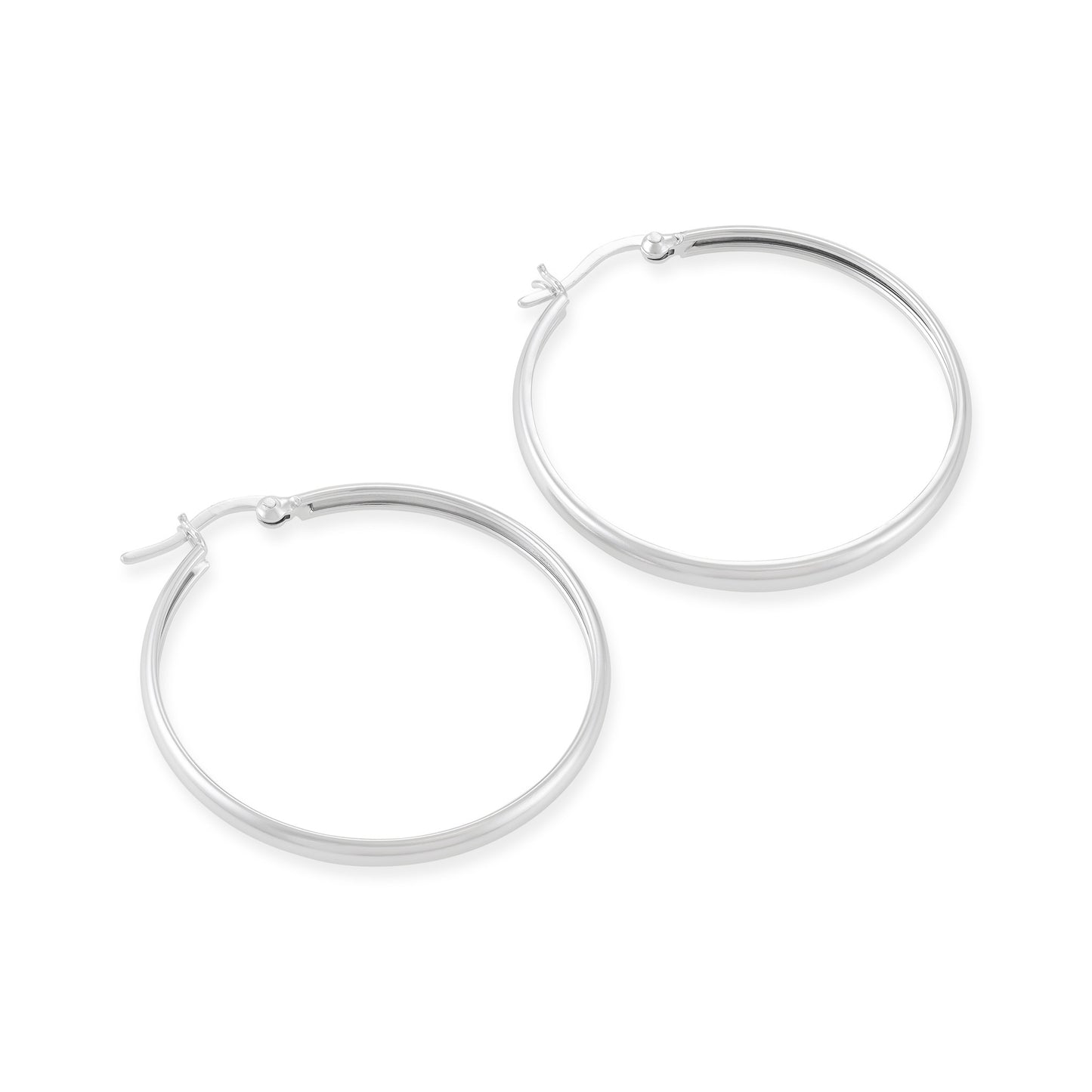 Sterling Silver Plain Hoop Earrings Medium SER60011