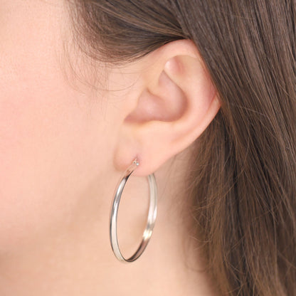 Sterling Silver Plain Hoop Earrings Medium SER60011