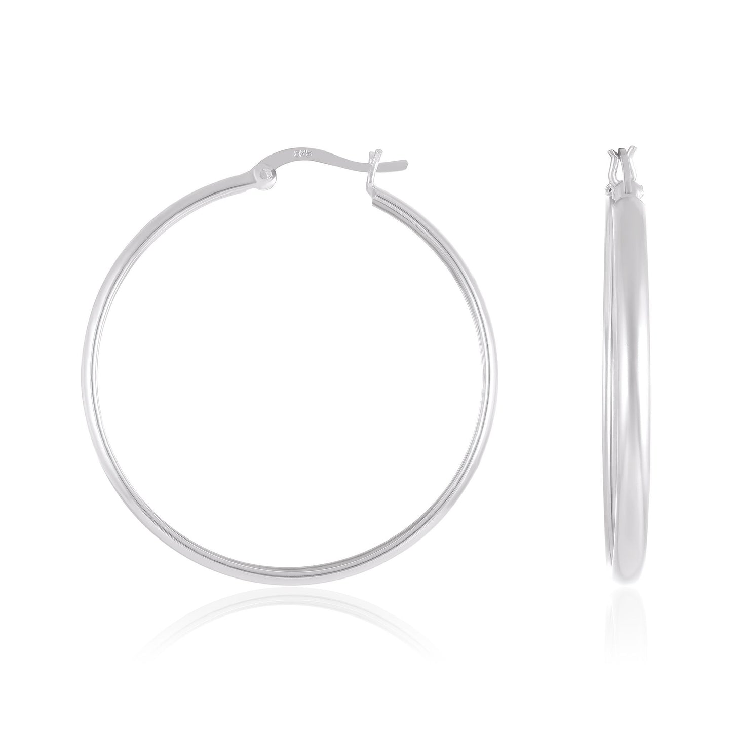 Sterling Silver Plain Hoop Earrings Medium SER60011