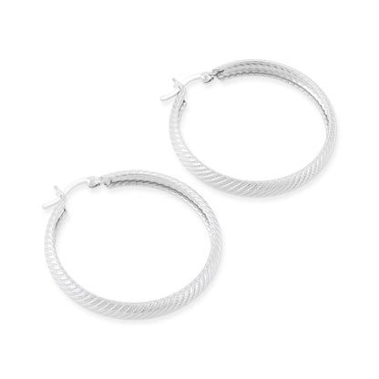 925 Sterling Silver  Ridgid Hoop Earrings