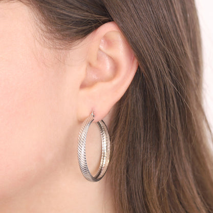 925 Sterling Silver  Ridgid Hoop Earrings