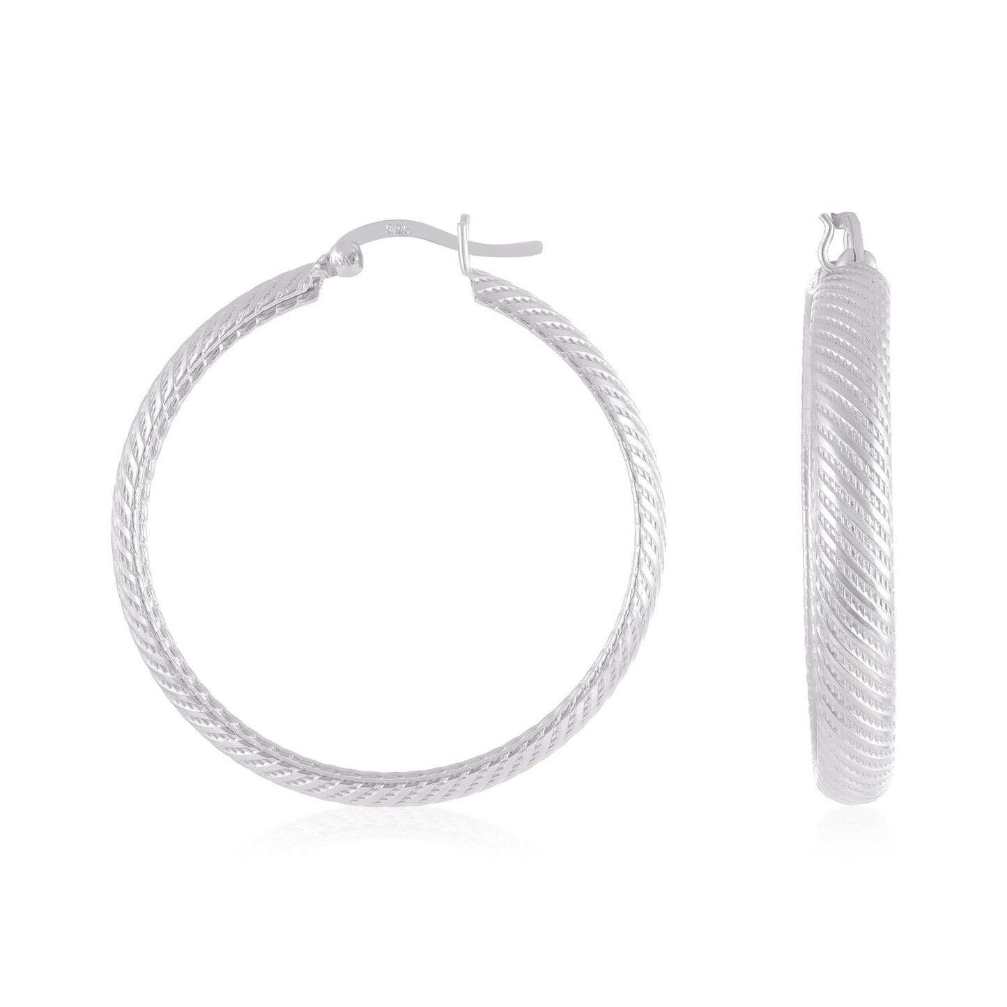 925 Sterling Silver  Ridgid Hoop Earrings