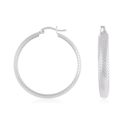 925 Sterling Silver  Ridgid Hoop Earrings