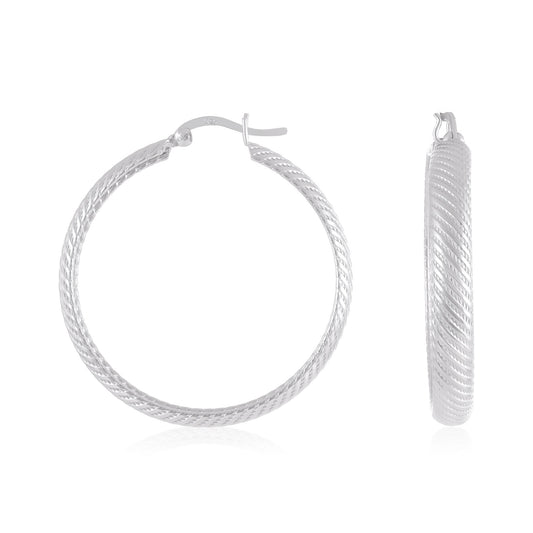 925 Sterling Silver  Ridgid Hoop Earrings