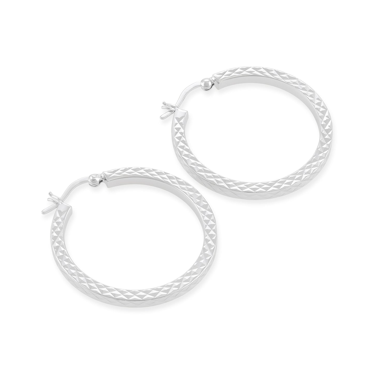 925 Sterling Silver Textured Hoop Earrings