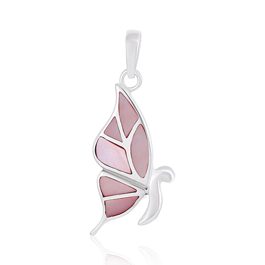 Sterling Silver Abalone Butterfly Pendant SPD4012