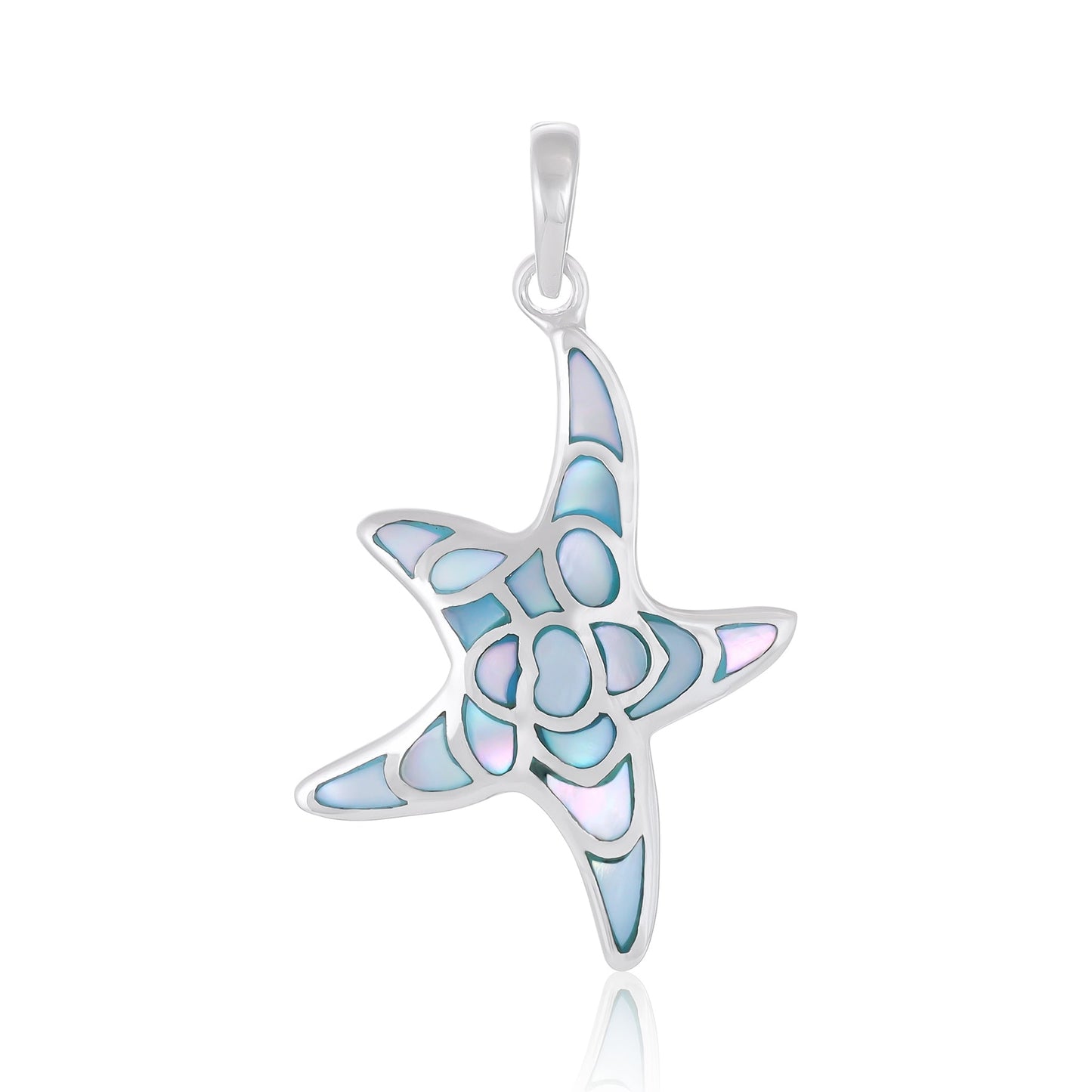 Pink 925 Sterling Silver Abalone Shell Starfish Pendant