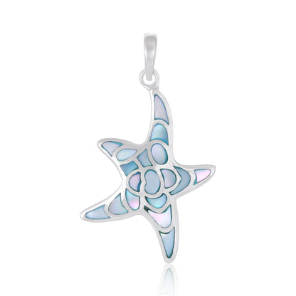 Pink 925 Sterling Silver Abalone Shell Starfish Pendant