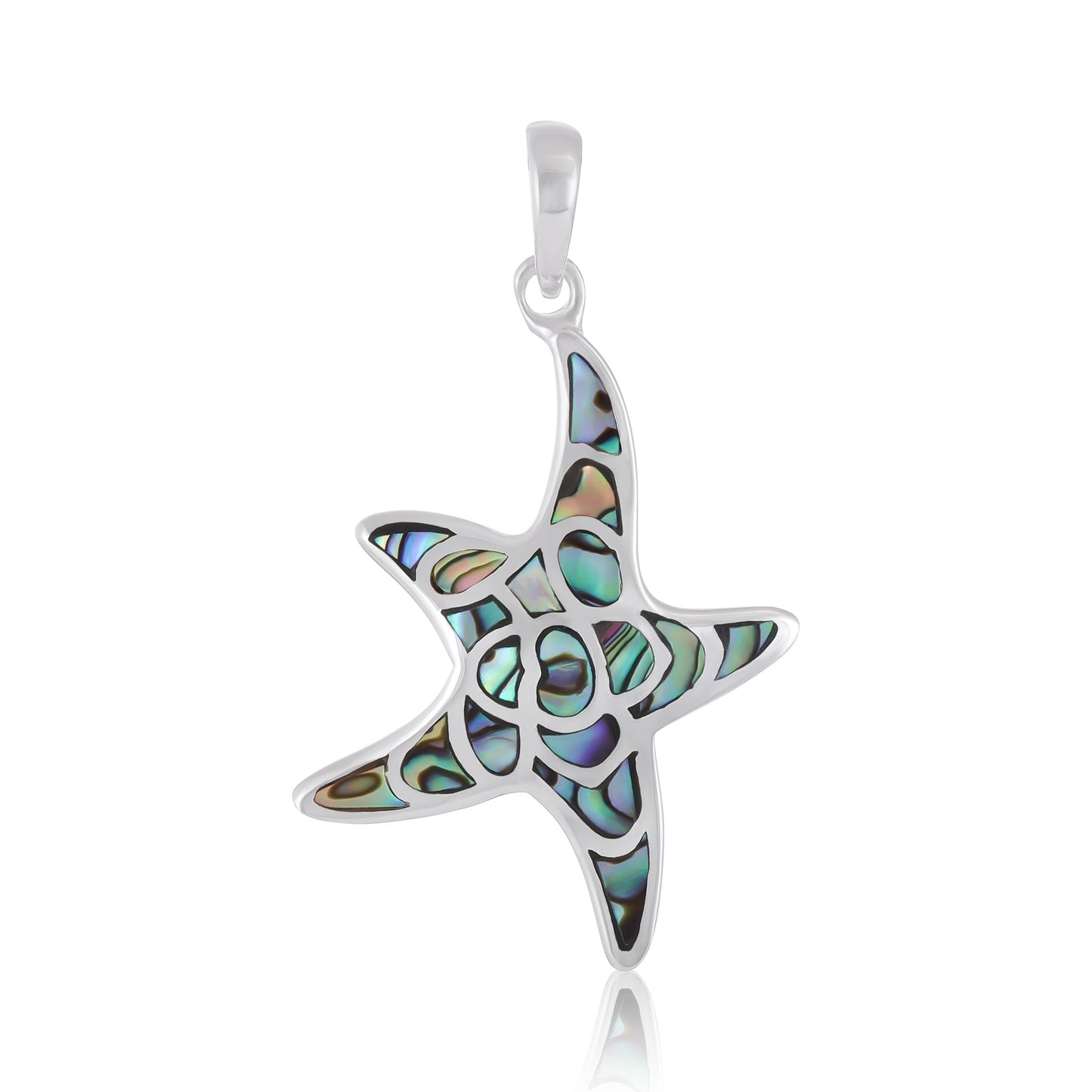 925 Sterling Silver  Abalone Shell Starfish Pendant