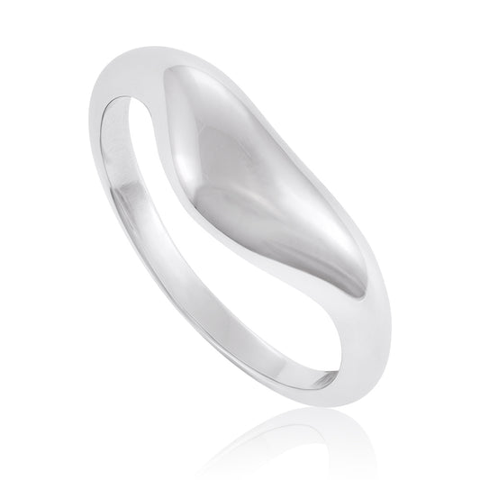 925 Sterling silver Rhodium plated Small wave ring SRN1005