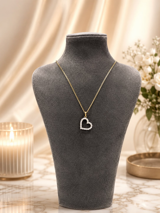 9ct Yellow Gold Cubic Zirconia Detail Heart Pendant PNG0003