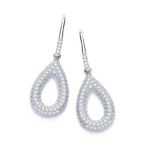 Bold Drop 925 Sterling Silver Earrings Set With CZs - FJewellery