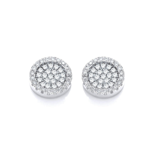 Cluster Stud 925 Sterling Silver Earrings Set With CZs - FJewellery