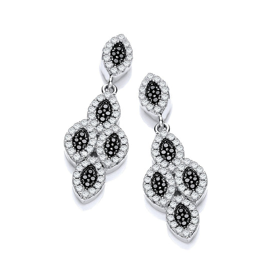 Drop 925 Sterling Silver Fancy Earrings Set With CZs - FJewellery