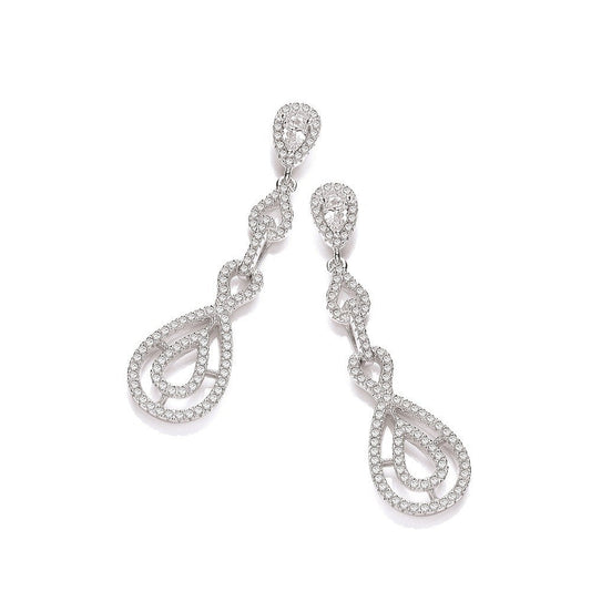 Drop 925 Sterling Silver Infinity Earrings Set With CZs - FJewellery