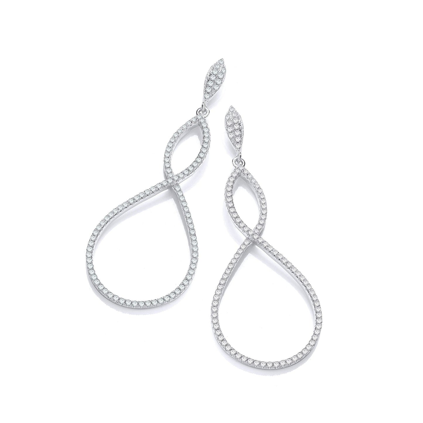 Drop 925 Sterling Silver Infinity Earrings Set With CZs - FJewellery