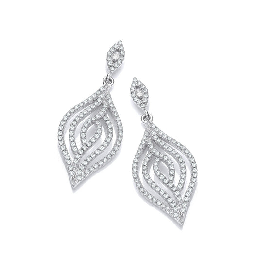 Drop 925 Sterling Silver Kite Design Earrings Set With CZs - FJewellery