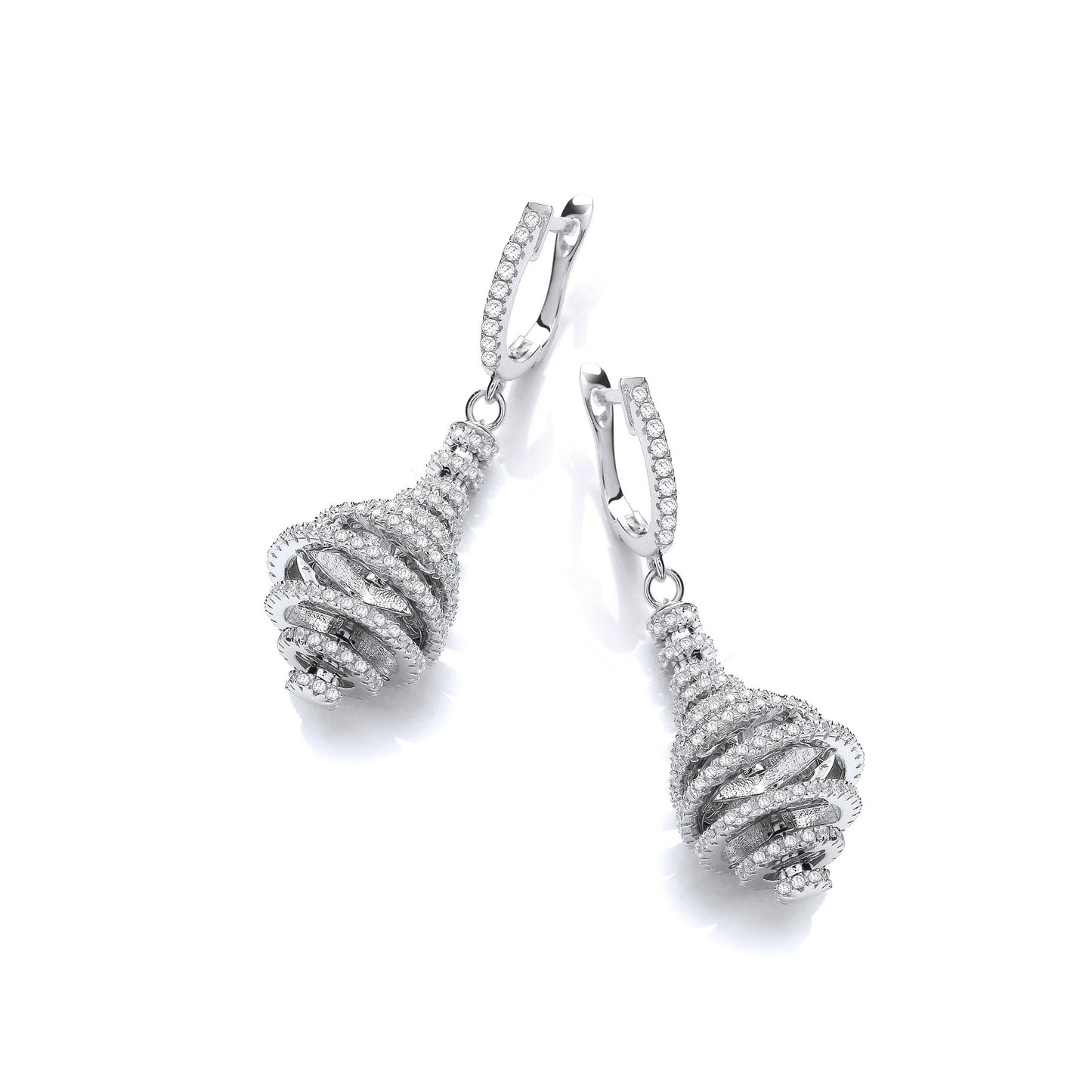 Drop 925 Sterling Silver Knot Earrings Set With CZs - FJewellery