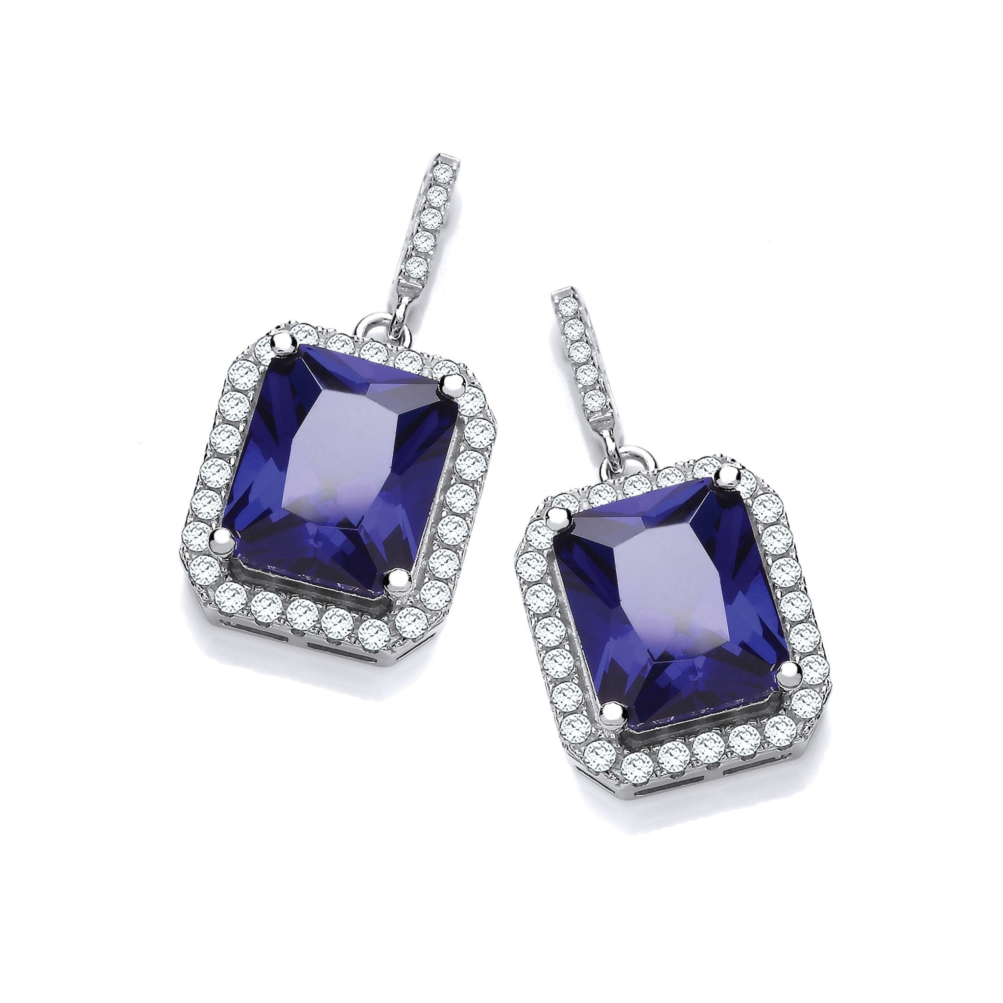 Drop 925 Sterling Silver Square Earrings Set With CZs - FJewellery