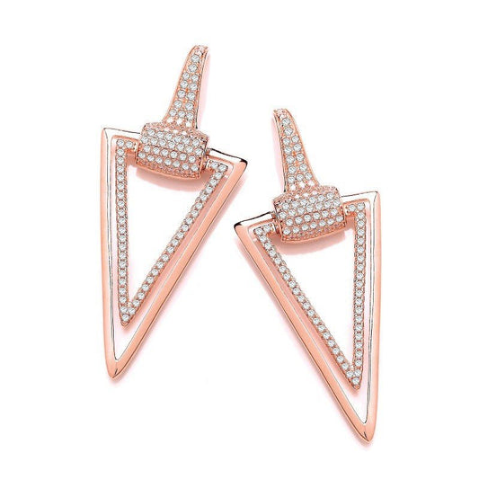 Drop 925 Sterling Silver Triangle Earrings Set With CZs - FJewellery
