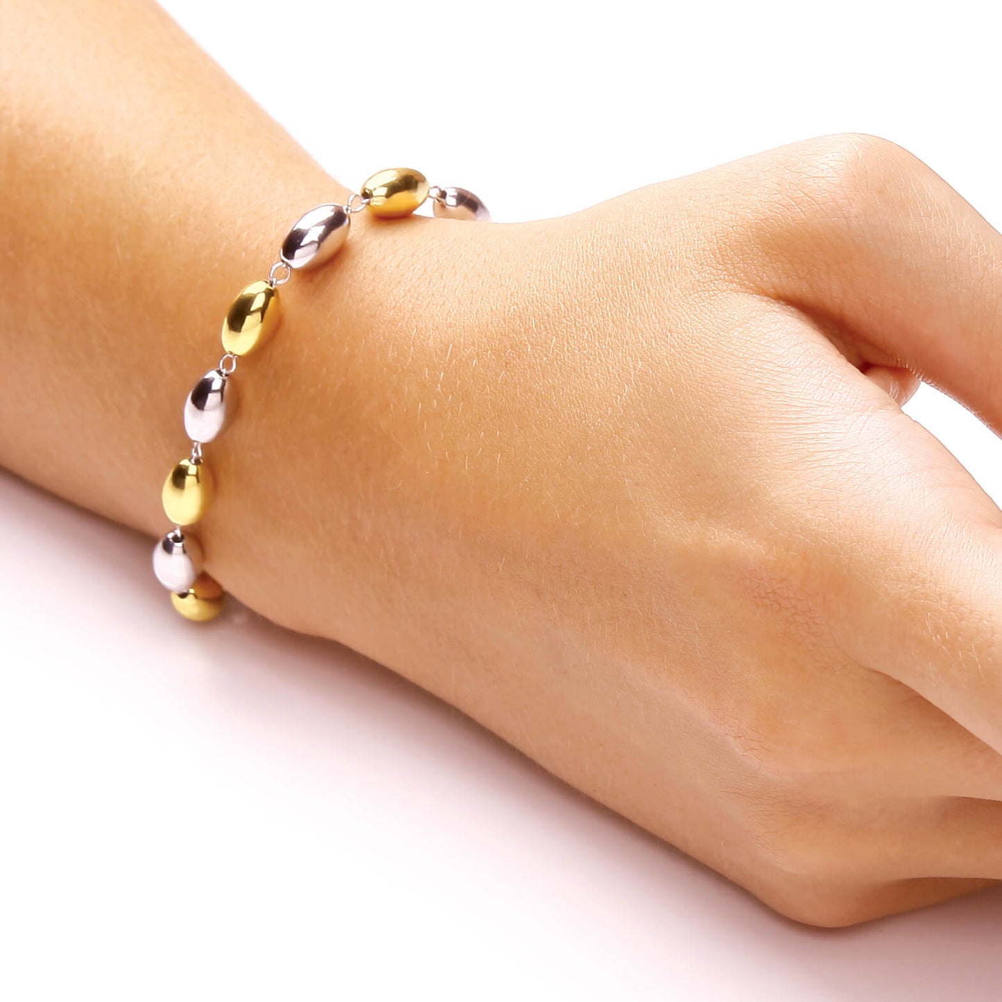 Gold Plated 925 Sterling Silver Bead Bracelet-7" 302159 - FJewellery