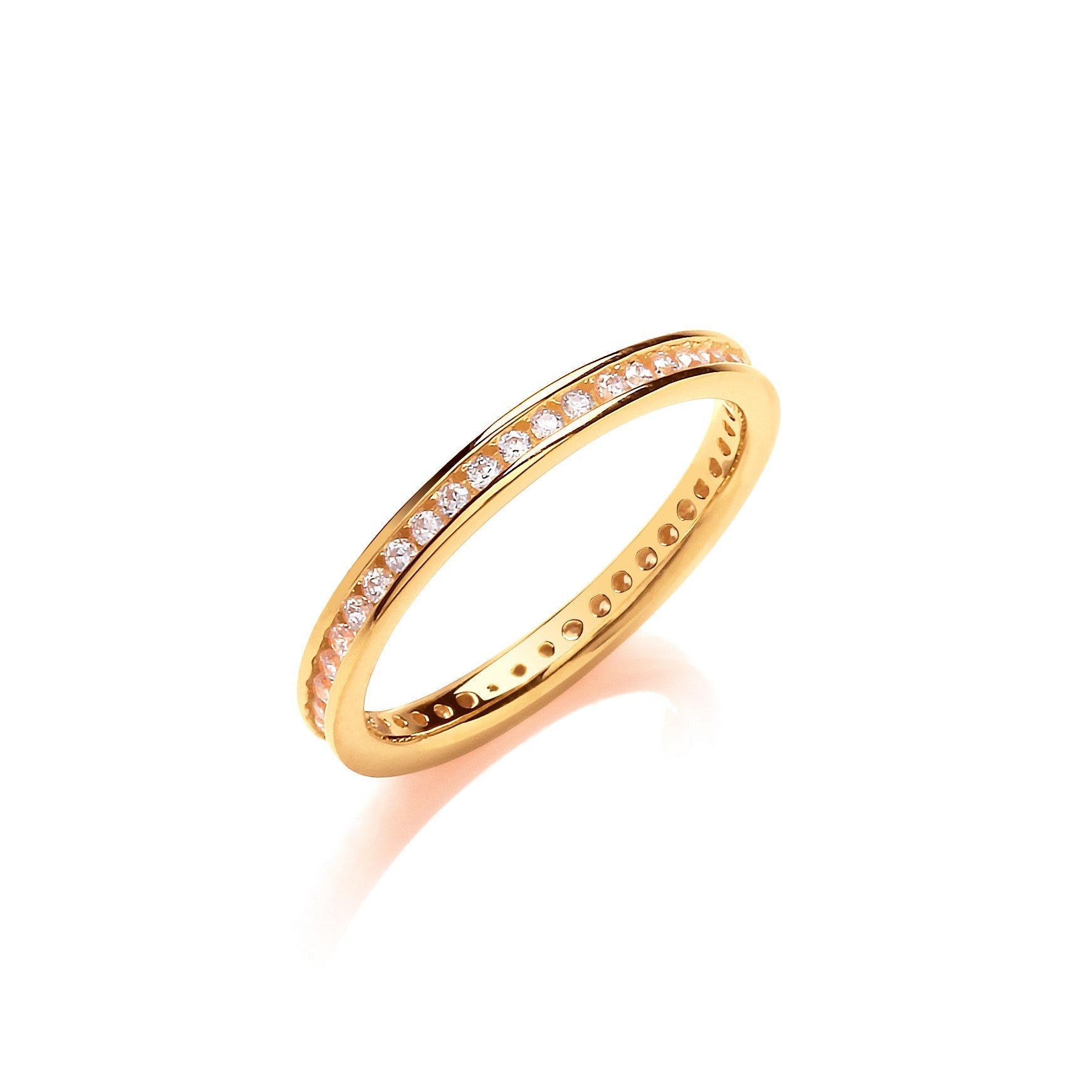 Gold Plated 925 Sterling Silver Full Eternity Ring 2mm - FJewellery