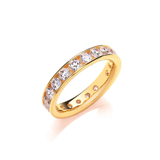 Gold Plated 925 Sterling Silver Full Eternity Ring 4mm - FJewellery