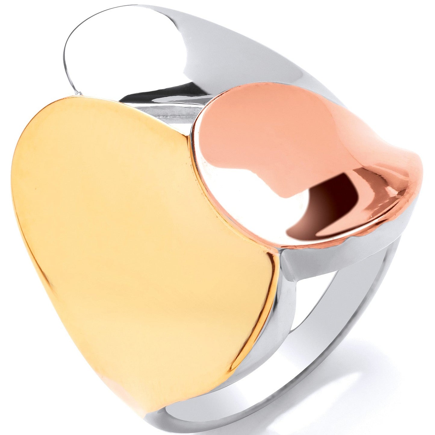 Gold Plated 925 Sterling Silver Mirror Shine Ring - FJewellery