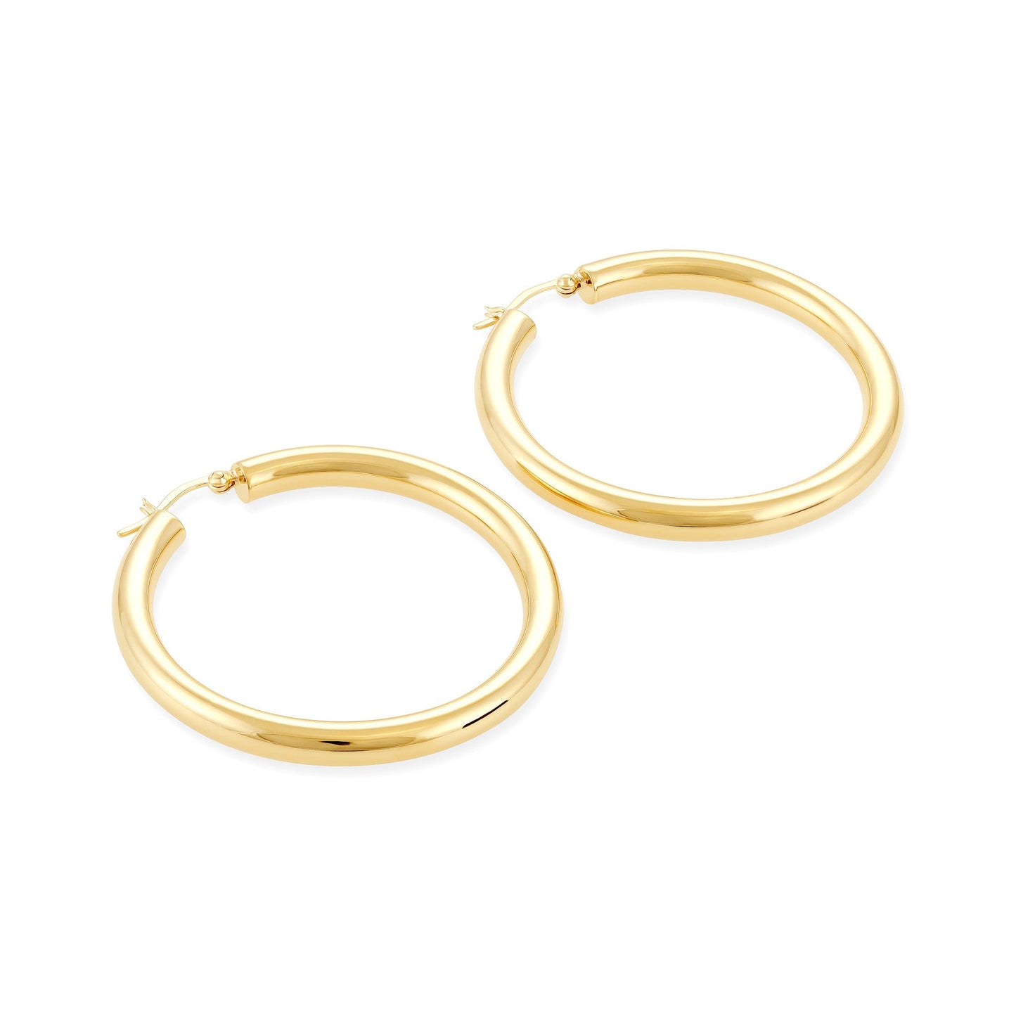 Gold - Plated Hollow Tube Silver Hoop Earrings PER60019 - FJewellery