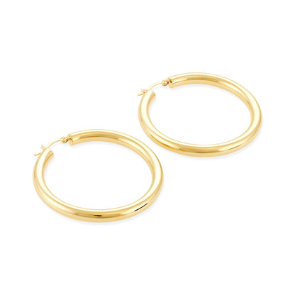 Gold - Plated Hollow Tube Silver Hoop Earrings PER60019 - FJewellery