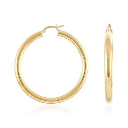 Gold - Plated Hollow Tube Silver Hoop Earrings PER60019 - FJewellery