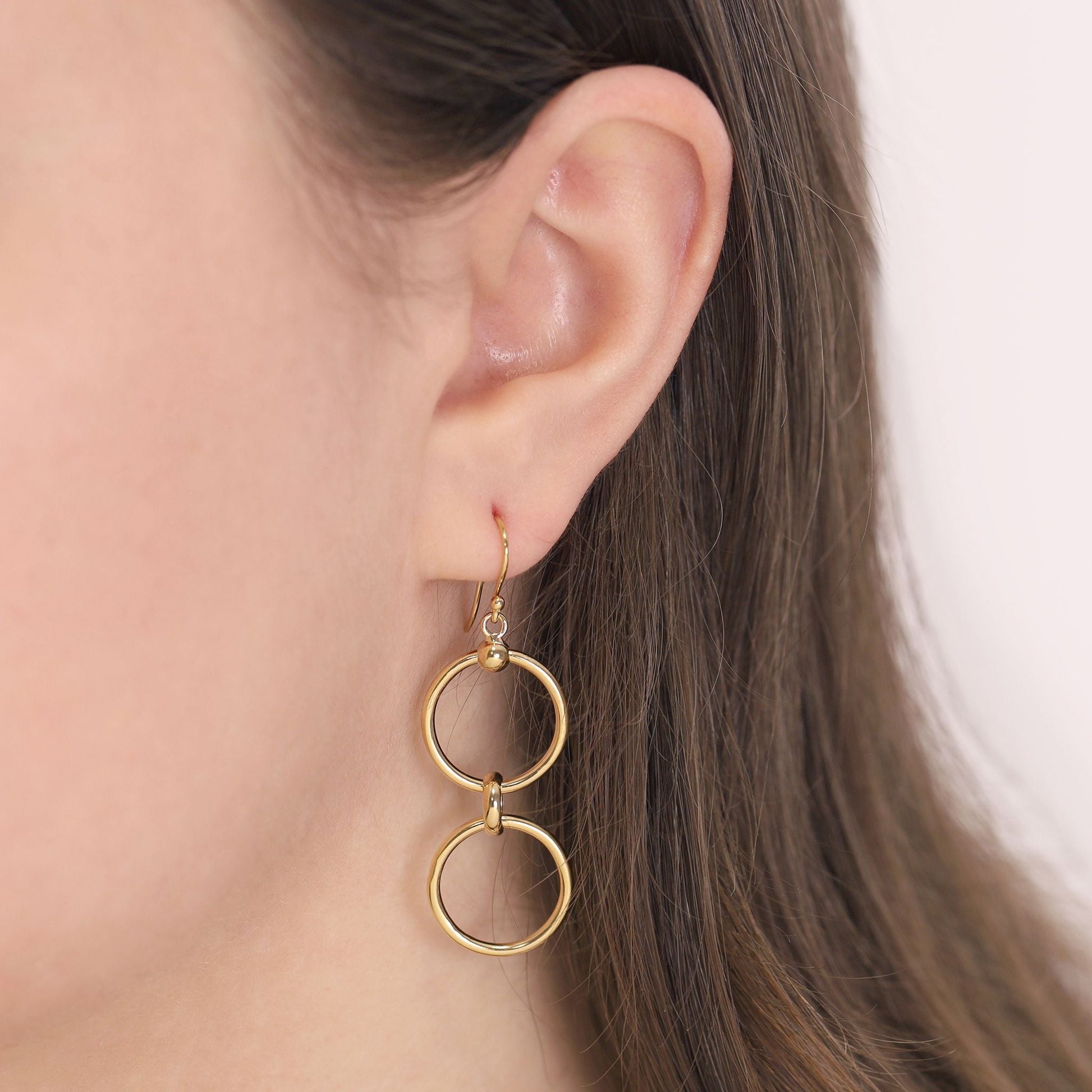 Gold - Plated Silver Double - Circle Hoop Earrings PER60024 - FJewellery