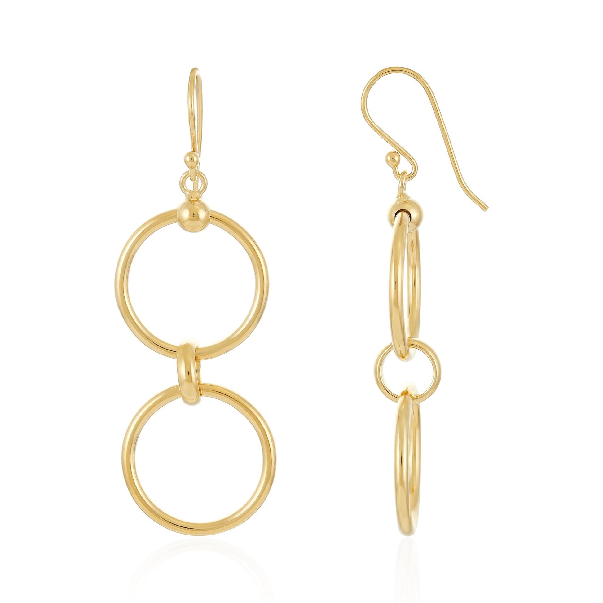 Gold - Plated Silver Double - Circle Hoop Earrings PER60024 - FJewellery