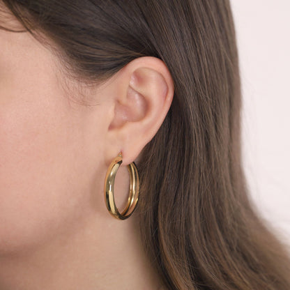 Gold - Plated Silver Hoop Earrings PER60022 - FJewellery