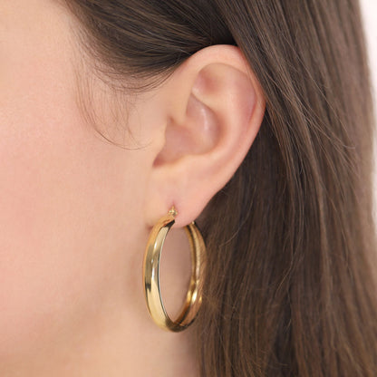 Gold - Plated Silver Hoop Earrings PER6007 - FJewellery