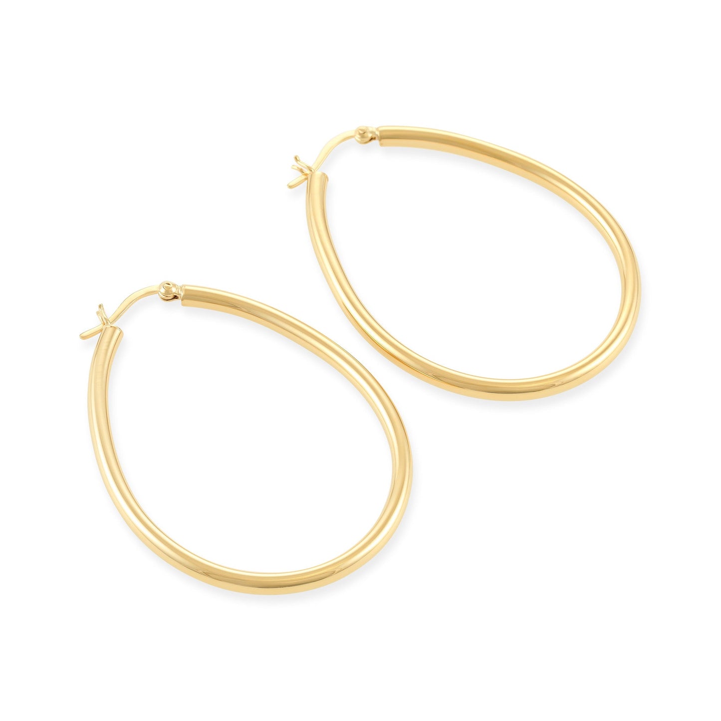 Gold - Plated Silver Oval Hoop Earrings PER6005 - FJewellery