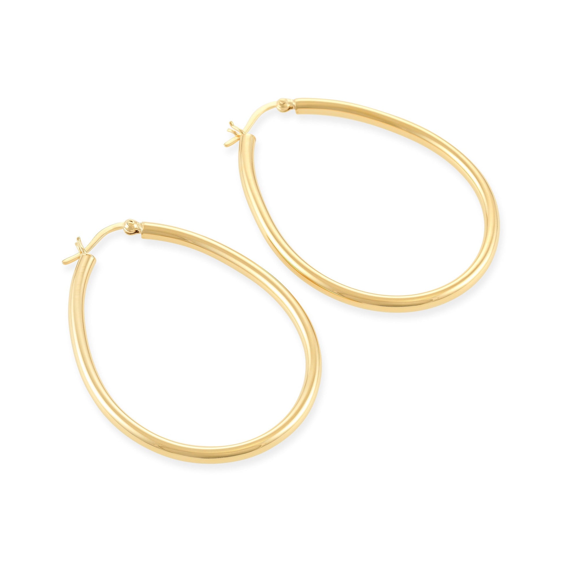 Gold - Plated Silver Oval Hoop Earrings PER6005 - FJewellery
