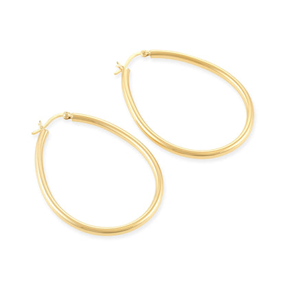 Gold - Plated Silver Oval Hoop Earrings PER6005 - FJewellery