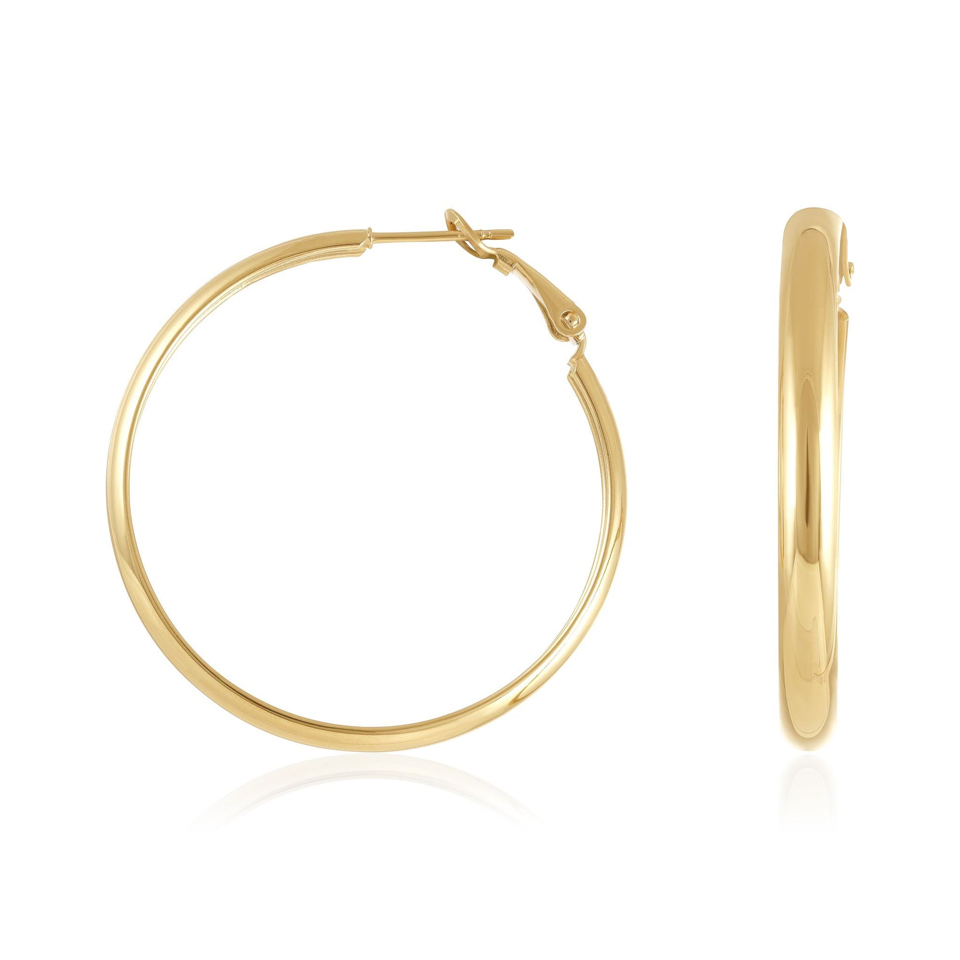 Gold - Plated Silver Plain Hoop Earrings PER6006 - FJewellery