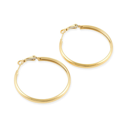 Gold - Plated Silver Plain Hoop Earrings PER6006 - FJewellery