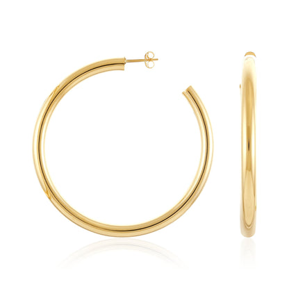 Gold - Plated Silver Solid Tube Hoop Earrings PER60020 - FJewellery
